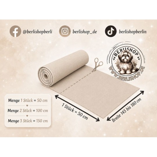 50 cm Baumwolle Canvas Stoff Dackel Hunde im Pulli - Beige Creme Stoffe - 153 g/m² Meterware 160 cm Eigenproduktion